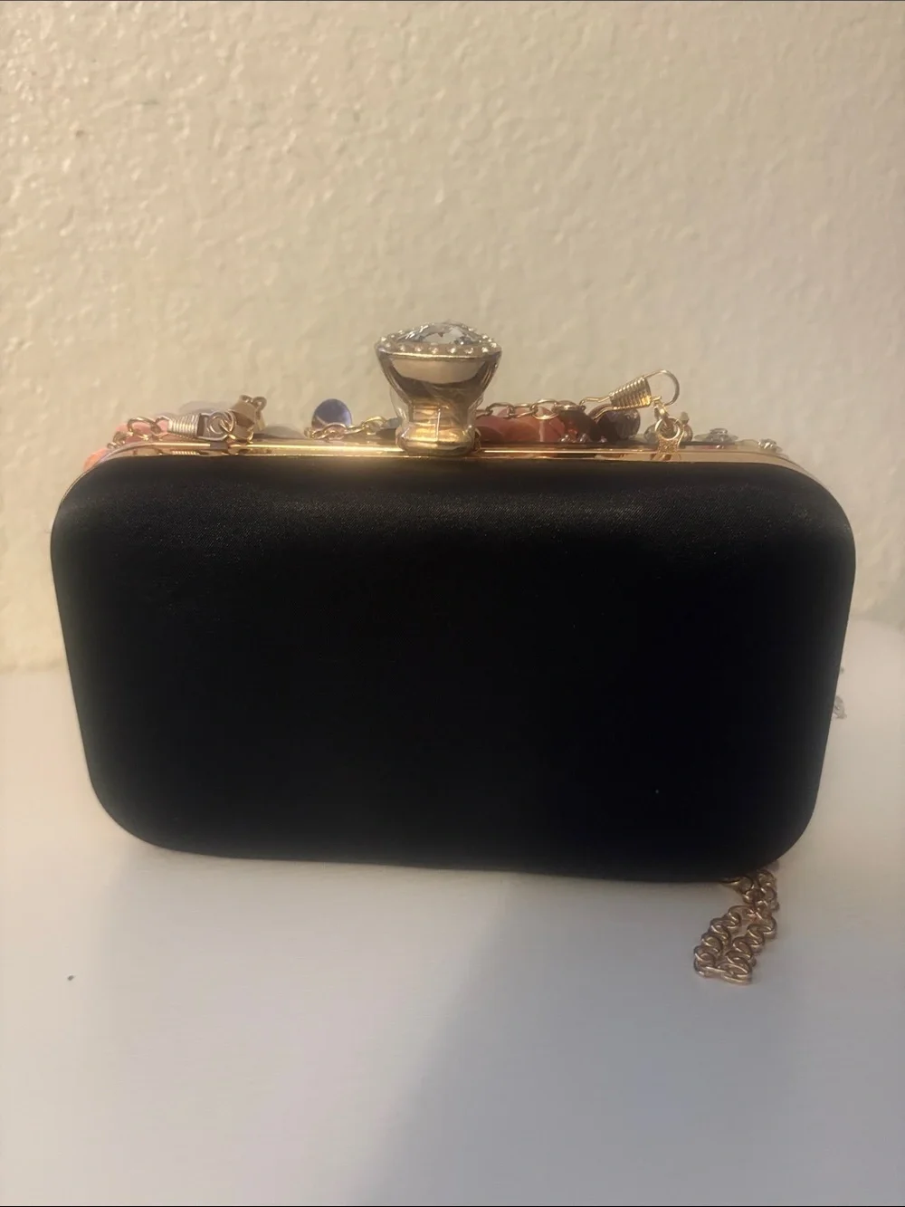 Multicolor Floral Appliqué Evening Clutch
